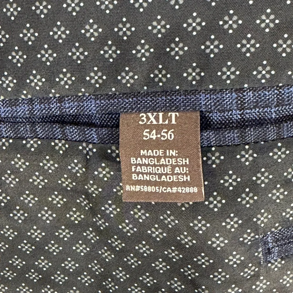 OAK HILL Blazer Mens 3XLT 54-56 Blue Plaid Stretch Fit by DXL Sport Coat Jacket